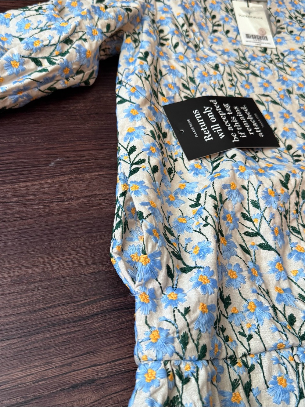 TUCKERNUCK Dress Blue Daisy Embroidered Palmerston Size Large NWT Pockets Lined - Picture 9 of 16